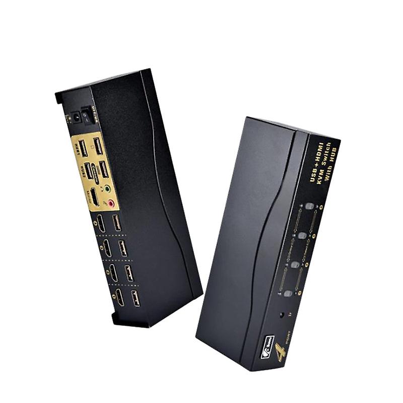 Hdmi-compatible Kvm Switch 4 In 1 Out Monitors Updated Support Hdr 4k@30hz, Support Cascading For Quad Monitor-us Plug