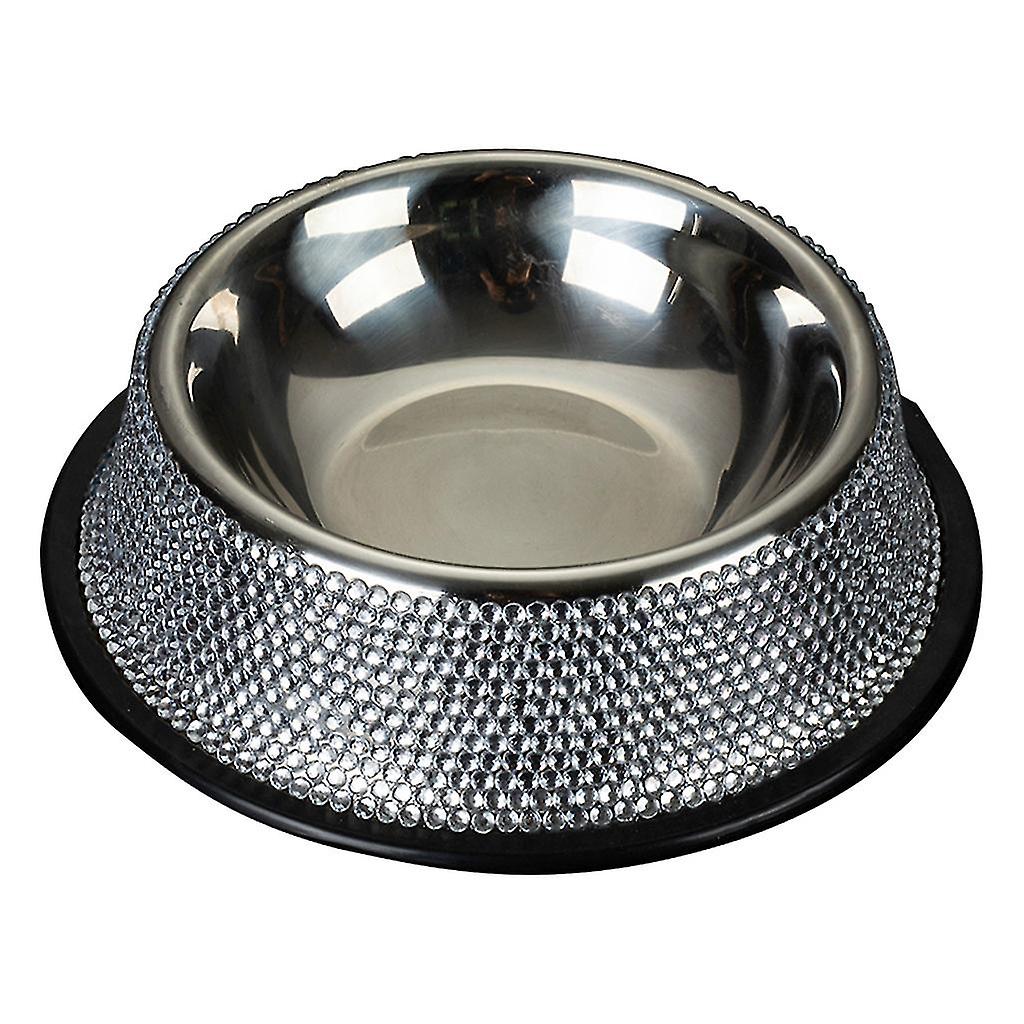 Dog Feeding Bowls Stainless Steel Feeder Bowl With Rhinestones For Dogs Cats