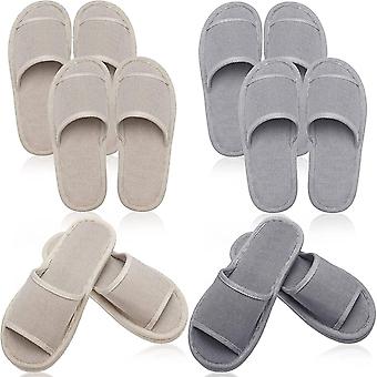 4 paar open teen ademende slippers wasbare wegwerp casual slippers spa antislip slippers voor gasten reizen hotel thuis mannen en vrouwen