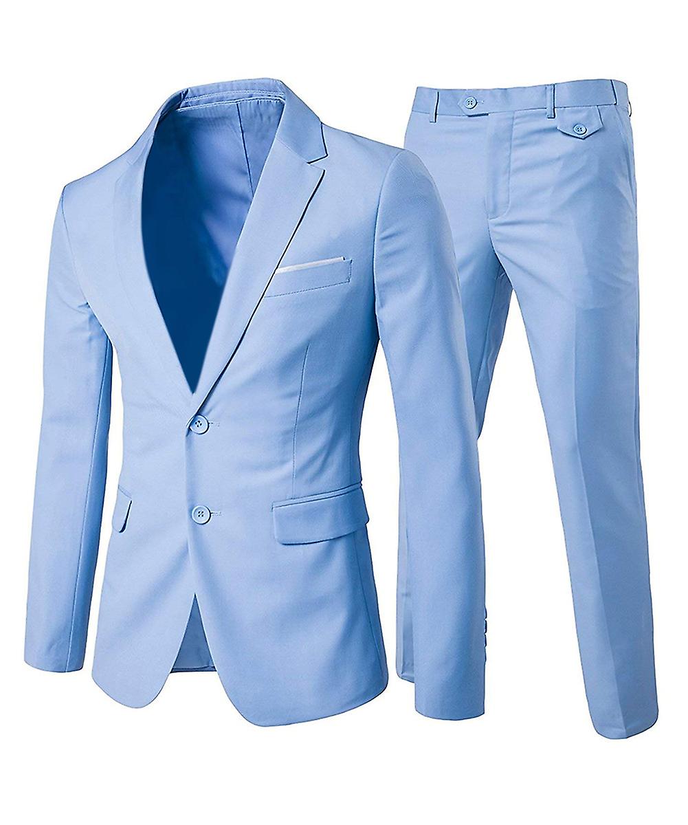 Cloudstyle Men's 2 Piece Business Casual 2 Button Solid Color Suit Set