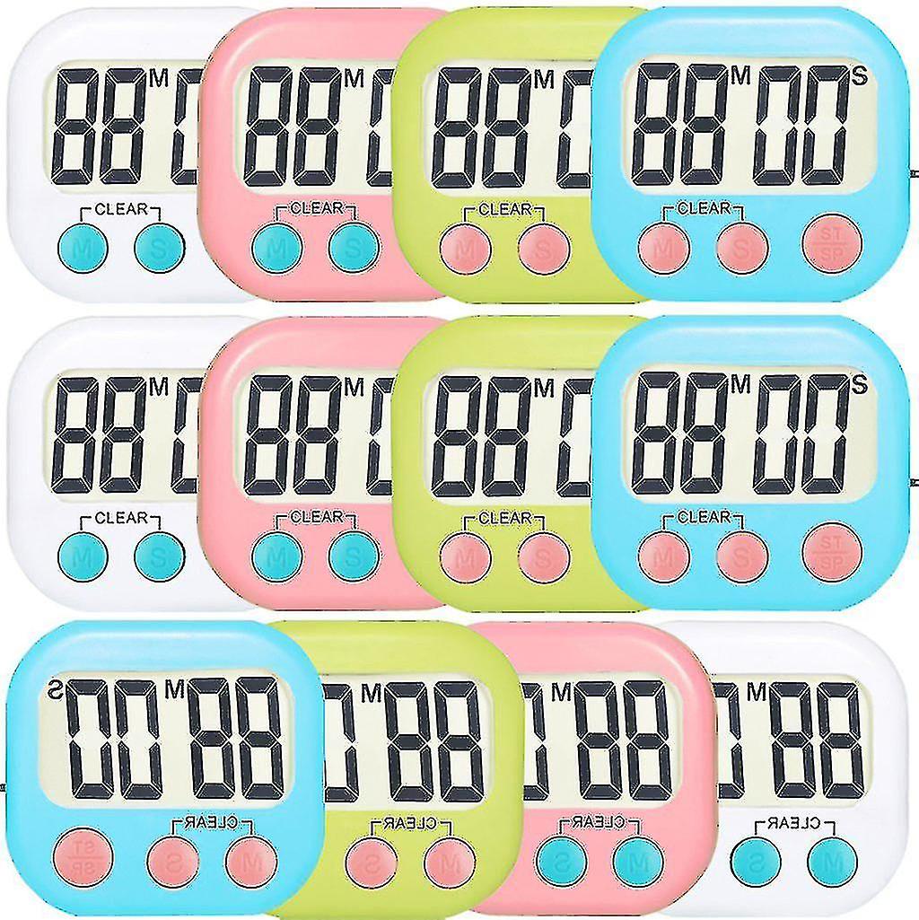 12 Pack Digital Kitchen Timer Strong Magnetic Electronic Countdown Timer, Loud Alarm, Small Size
