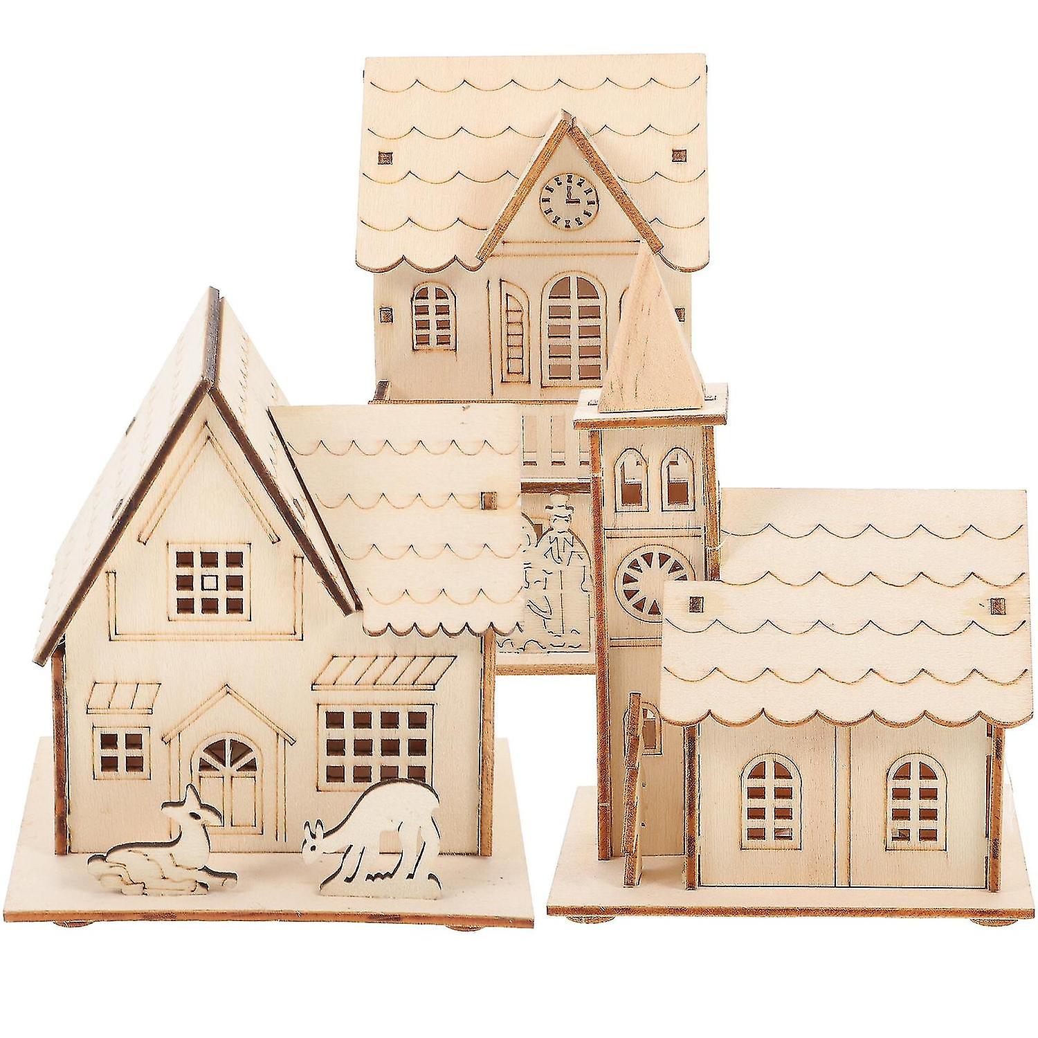 3pcs Creative Mini House Shape Decorations Micro House Landscape Decors