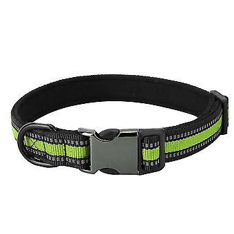 Durable Puppy Dog Cat Collar Personalized Pet ID Neck Strap (Fluorescent Green S)