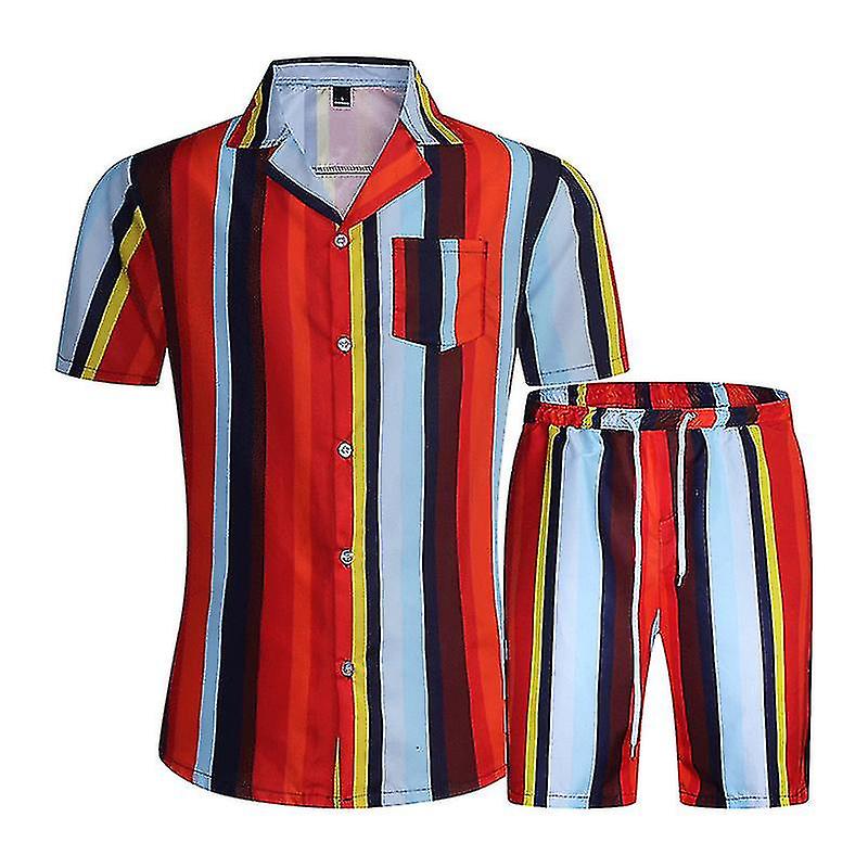 Męski dres Button Down Outfit Koszula Shorts Set Regular Fit