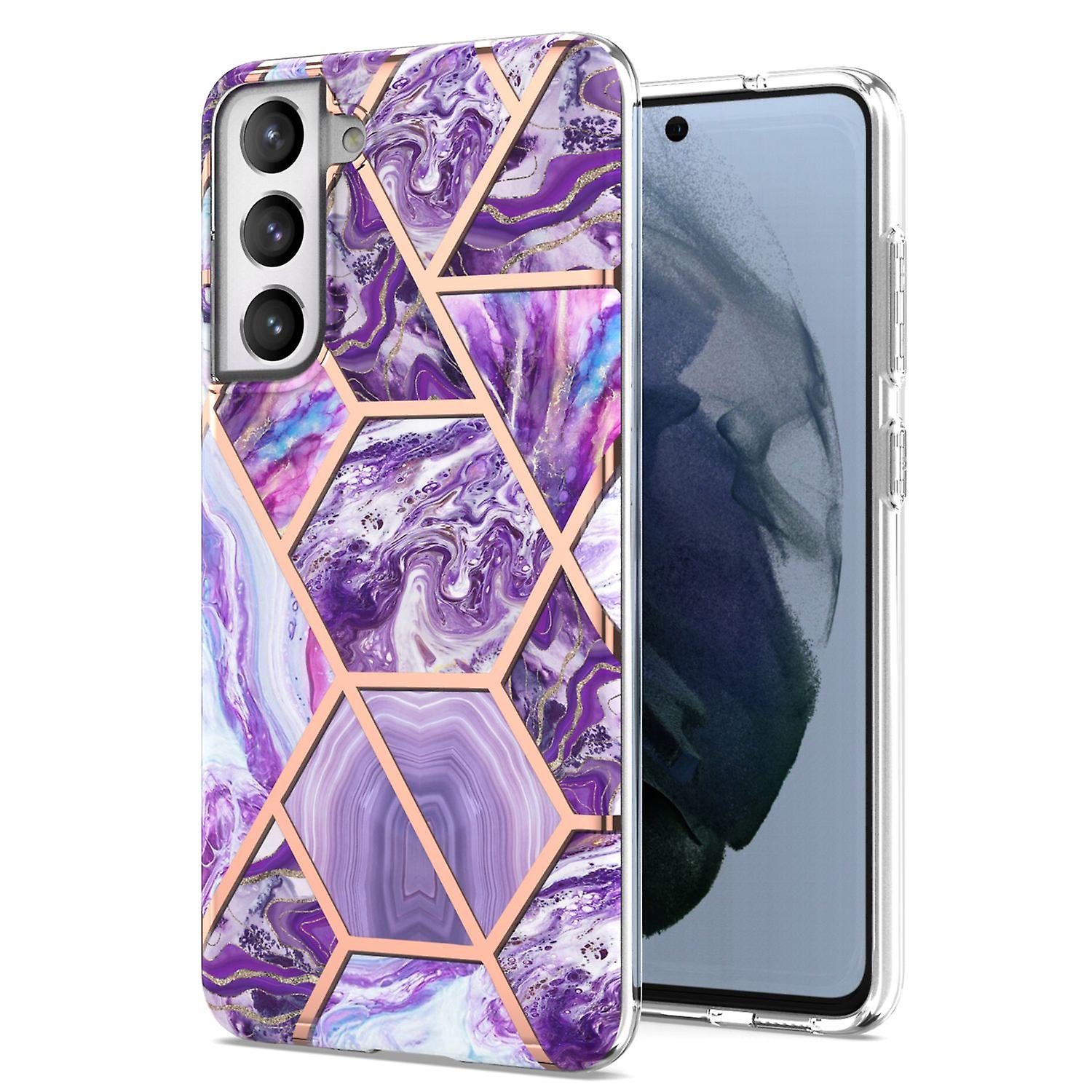 2.0mm Marble Pattern IMD Electroplating Soft TPU Phone Cover for Samsung Galaxy S21 FE 5G