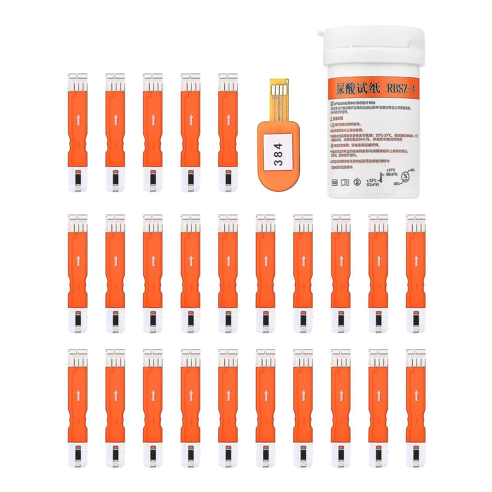 25 pcs/ φιάλη ουρικού οξέος ταινία μέτρησης, 0.6l τριχοειδές αίμα που απαιτείται, με τον κωδικό πρόσβασης κάρτας μαύρο