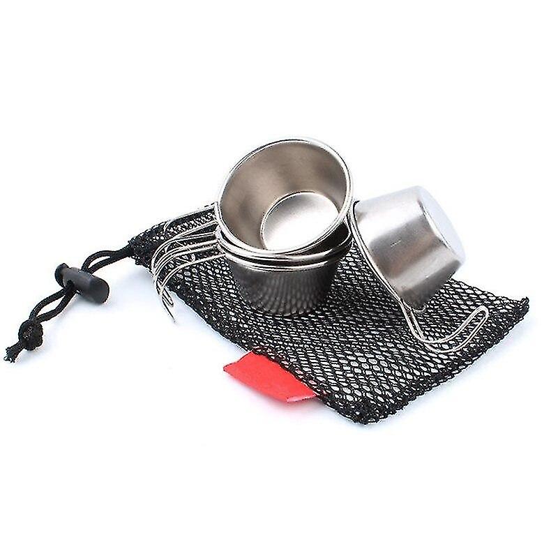 Cookware Sets 4pcs Set Polished 50 Ml Mini Stainless Steel Shot Cup Drinking Wine Glasses With Net Bag