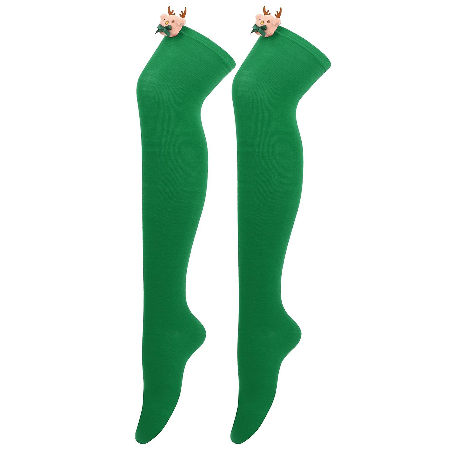 1 Pair Knee Socks Extra-Long Super Soft Breathable Stretchy Stripe Pattern Decorative Polyester