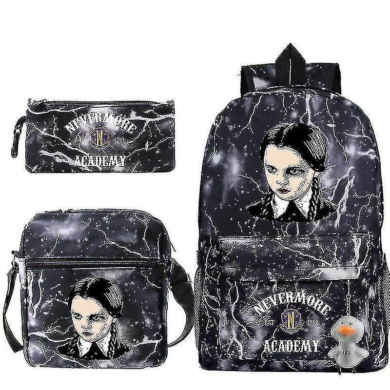 Onsdag Ryggsäck 3st / set Addams Tryck Flickor Pojkar Väskor Mode Resor Barn Skolväskor Unisex Ryggsäckar-yvan hög kvalitet