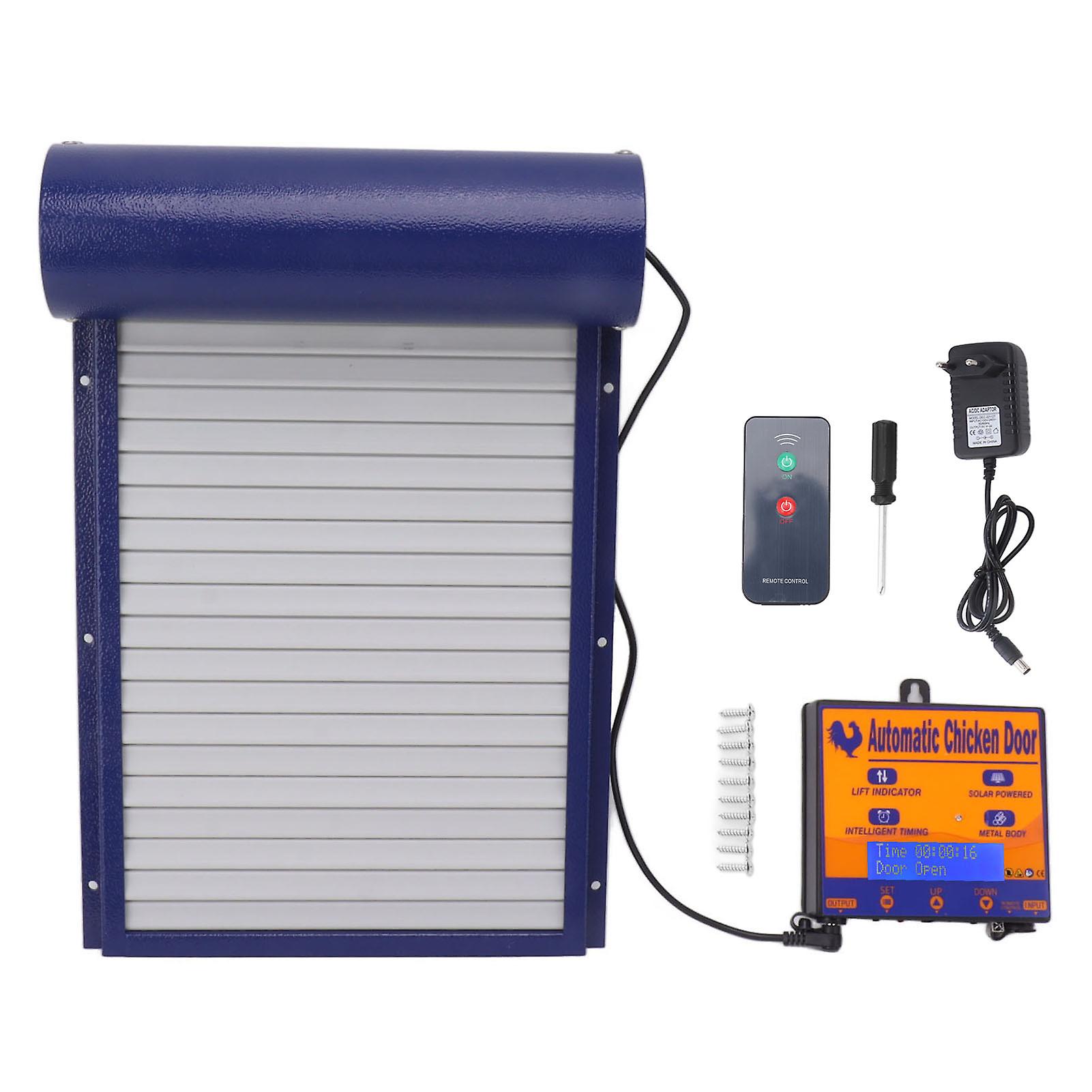 Smart Chicken Coop Door with Light Sensor, Timer & Remote - 100-240V EU Plug (Blue)