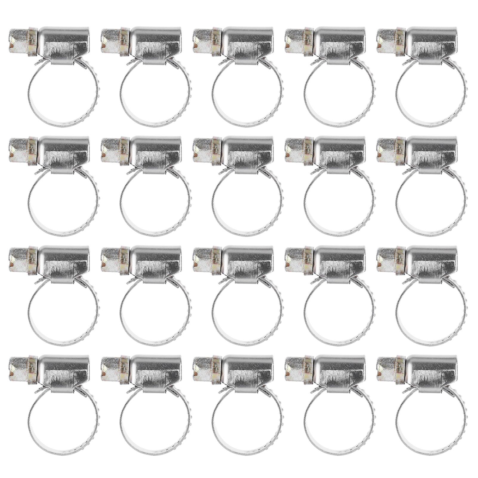 20Pcs Hose Clamp Stainless Steel Rustproof Anticorrosion Sturdy Hose Clip for Motor Vehicles Petrochemicals19-29mm