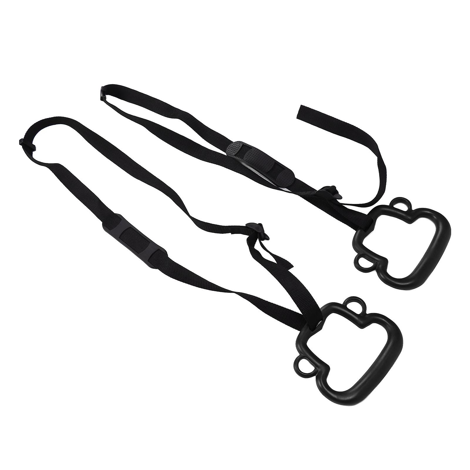 2Pcs Kids Gymnastic Rings Monkey Shape Load Bearing 150KG Ergonomic Portable Outdoor Monkey Shape Gymnastic Ring with Adjustable Straps Black