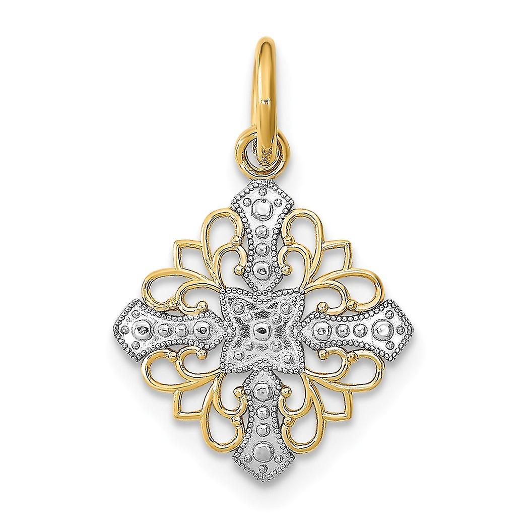 Small Medallion With White Religious Faith Cross and Circular Center And O ring 14.5mm Wide-Ring for Women