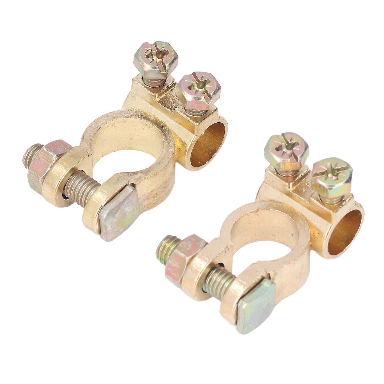 2pcs Battery Terminals Positive Negative Copper Good Electrical Conductivity Universal Automobile Maintenance Tool