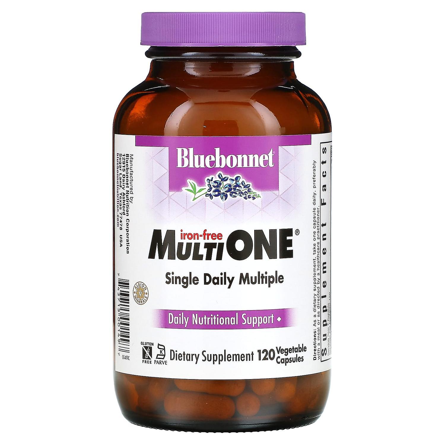 Bluebonnet Nutrition, Multi One, Single Daily Multiple, Iron-Free, 120 Vegetable Capsules
