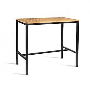 Juneau Tall Table Fixed Height Table Wooden Top Chrome Frame