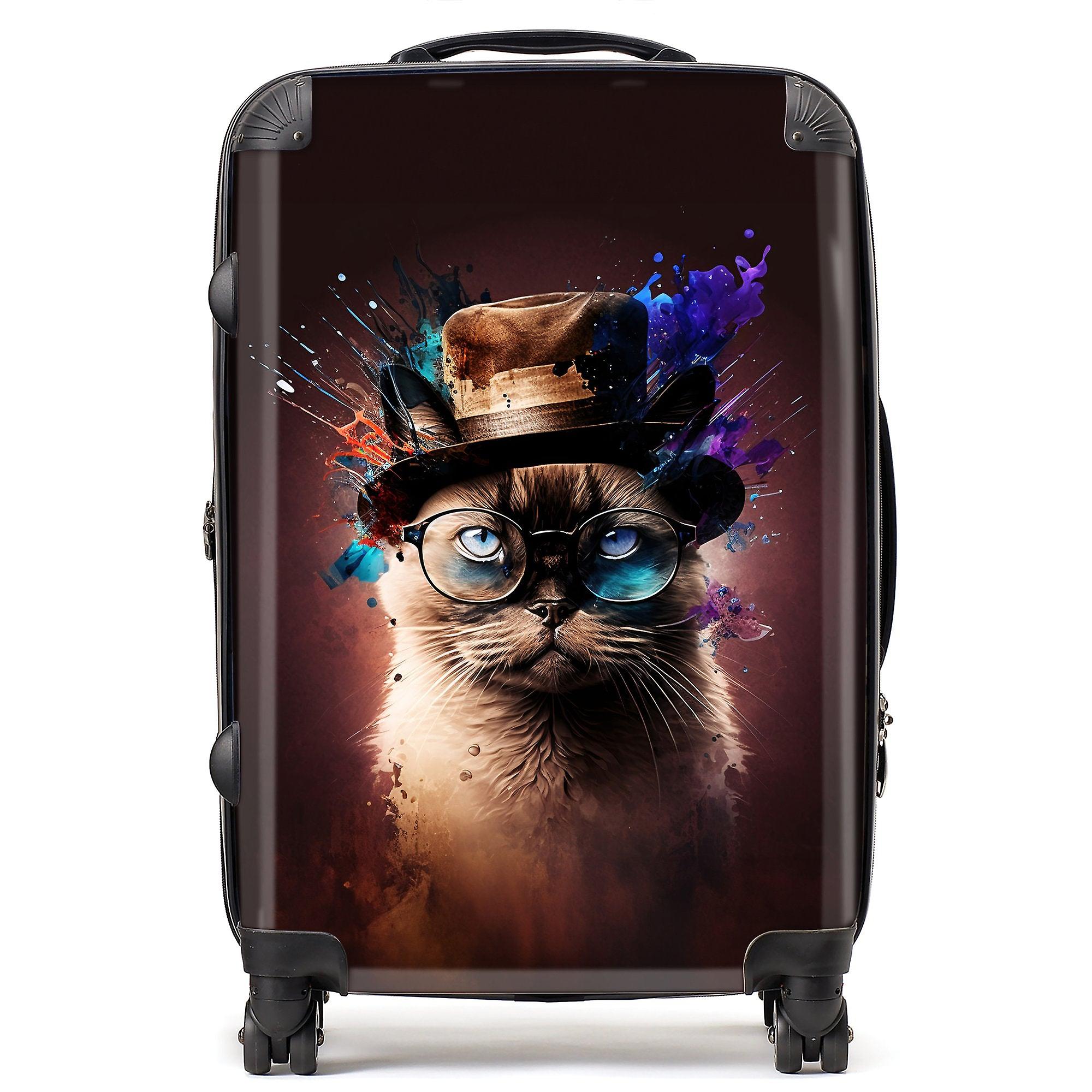 Siamese Cat Face Splashart Suitcase