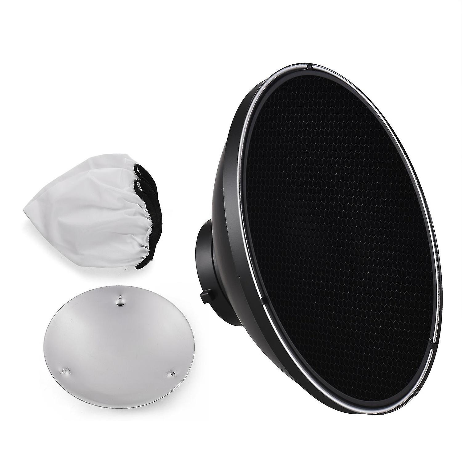 30cm/11.8in Standard Reflector Beauty Dish Bowens Mount with White Diffuser Reflector Honeycomb Grid