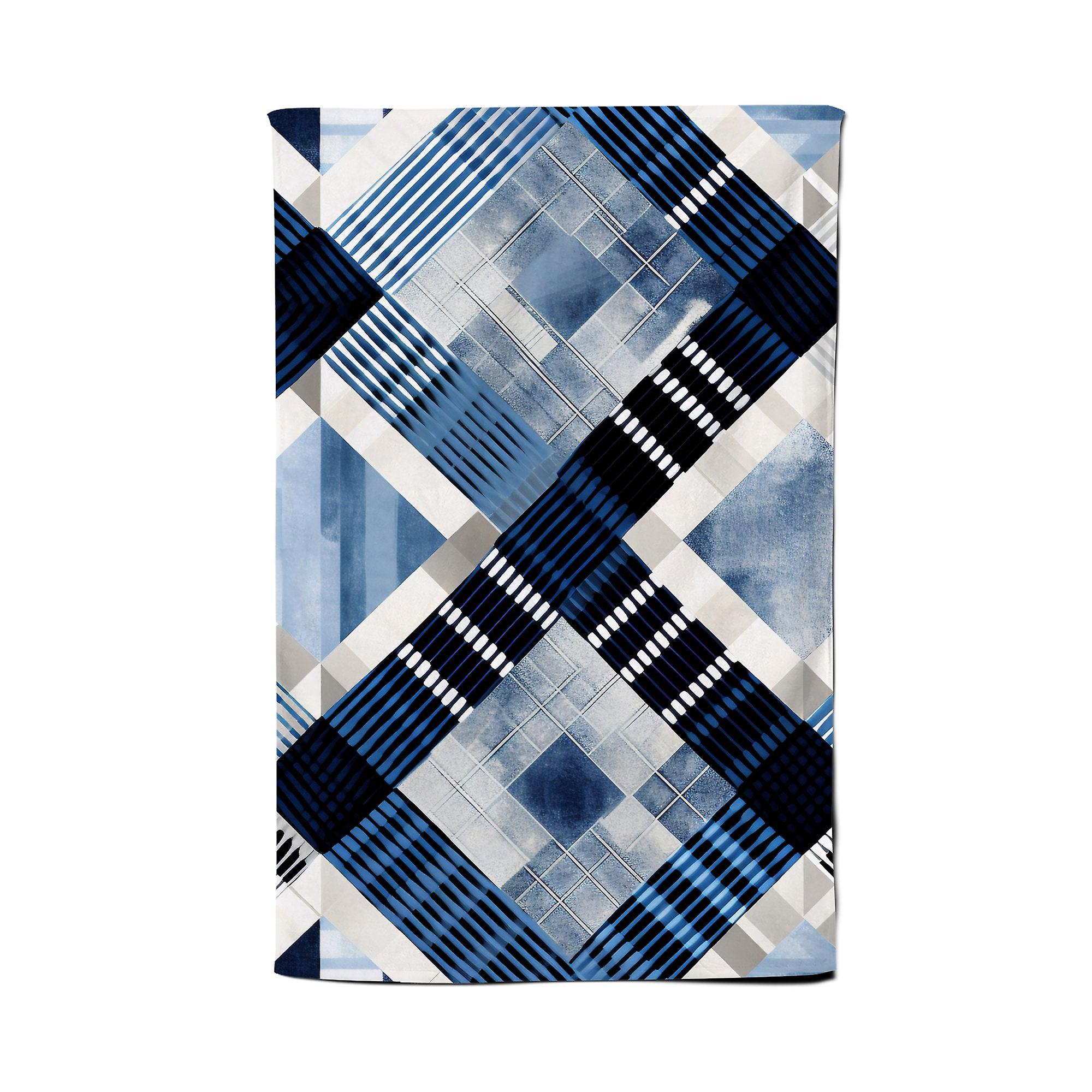 Checkered Square Black And Blue Tea Towel