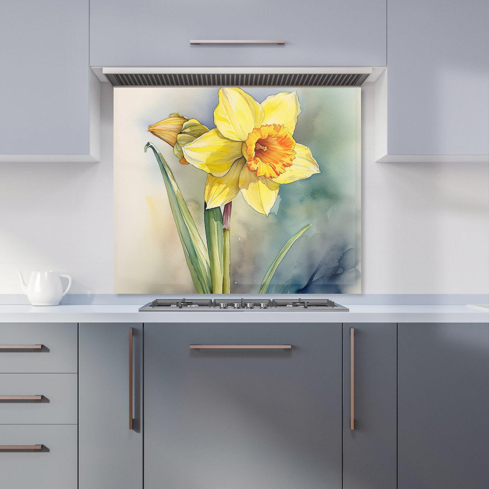 Daffodil Watercolour Kitchen Splashback