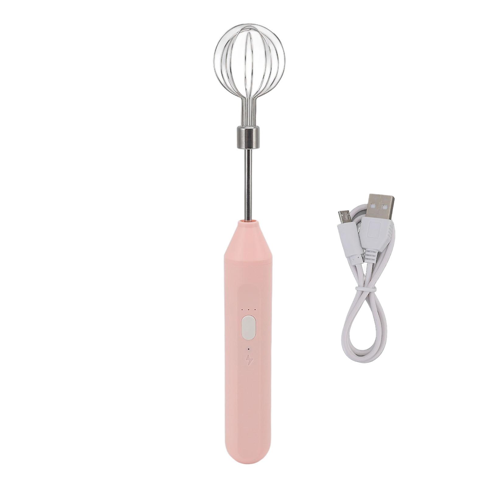 Electric Hand Mixer Three Different Speeds Battery Powered Handheld Milk Frother for Home Baking Pink