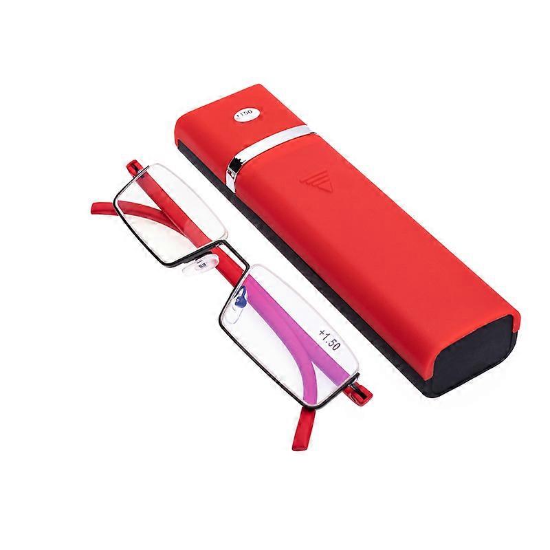 Transparent Glasses Half Frame Reading Glasses With Portable Mirror Case