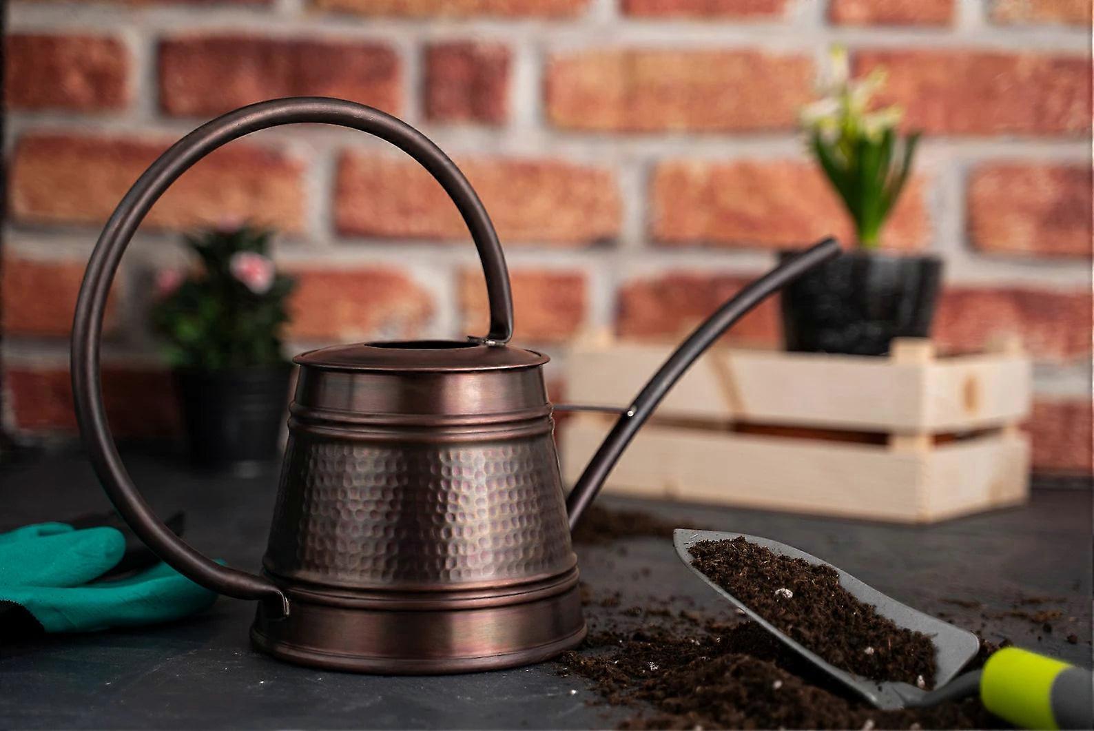 Solid Copper Watering Can For Garden | Handmade Copper Planter Vessel 2000ml | Long Spout Model