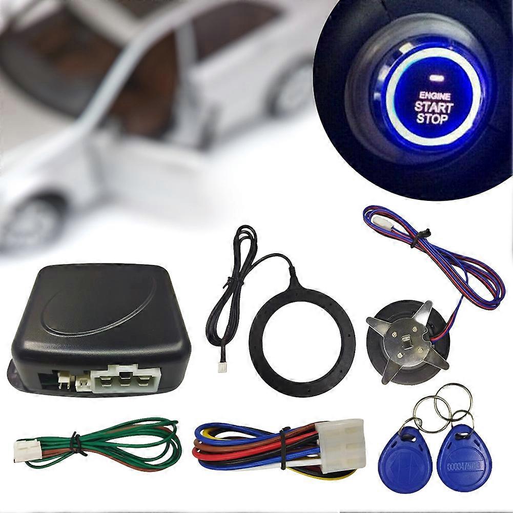 12V Auto Car Key Systems Key blade Alarm Engine Start Push Button RFID Lock Ignition Switch less Ignition Auto Engine Push Button Set Anti-Theft Syste