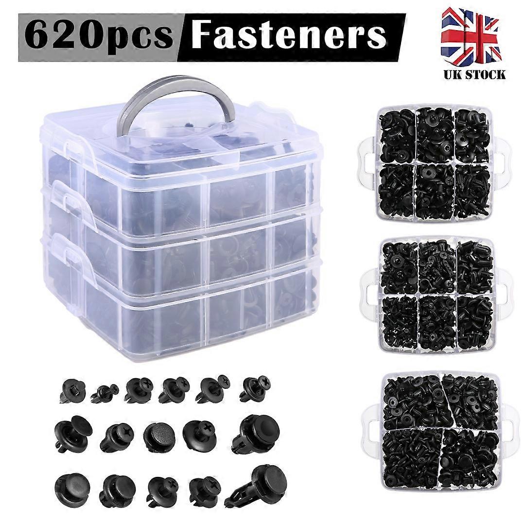 620Pcs Car Auto Plastic Push Pin Rivet Trim Fastener Moulding Clips Assortments