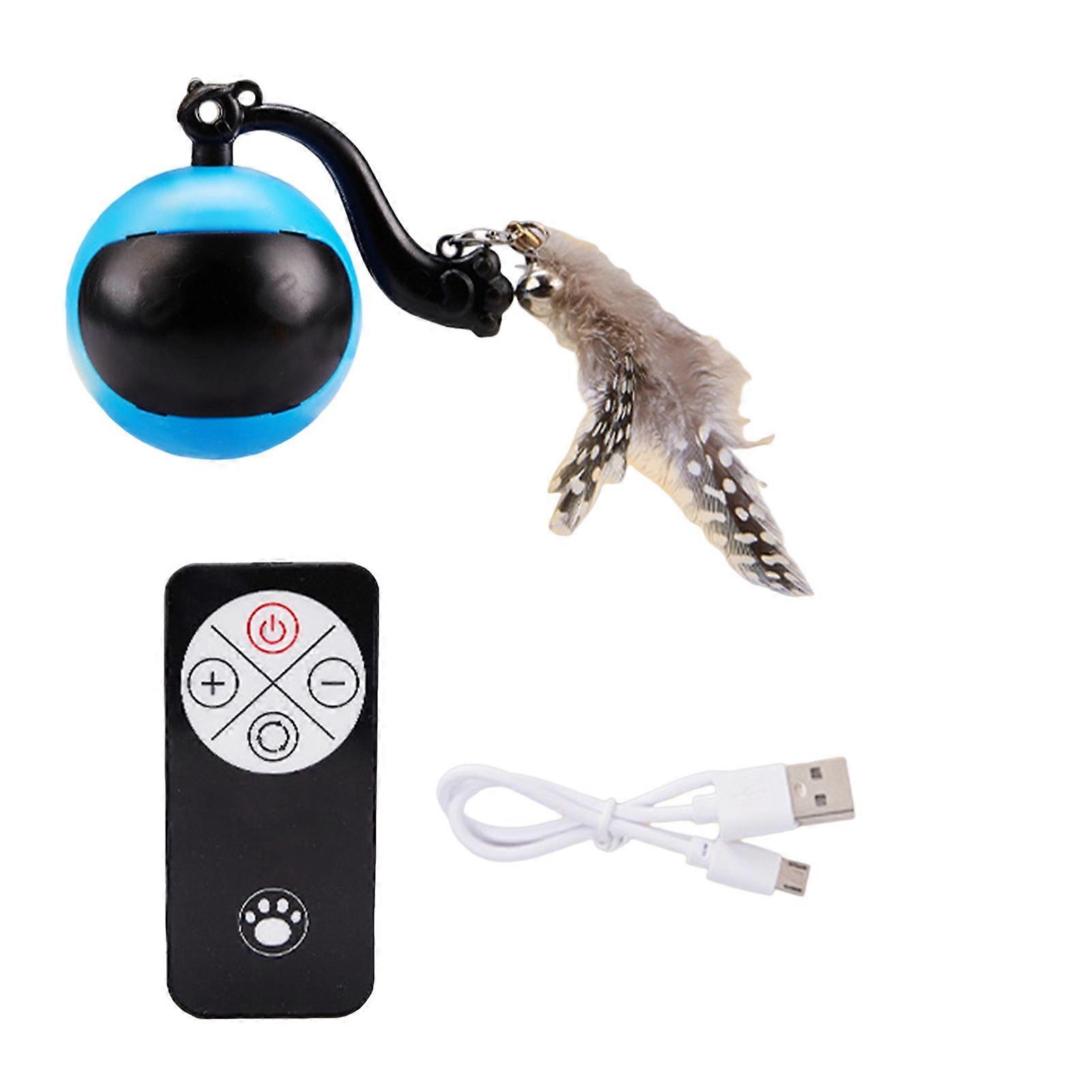 Interactive Cat Ball Toy with Remote Control Automatic Moving Rolling Cat Feather Toy USB Rechargeable Motion Sensor Cat Toy