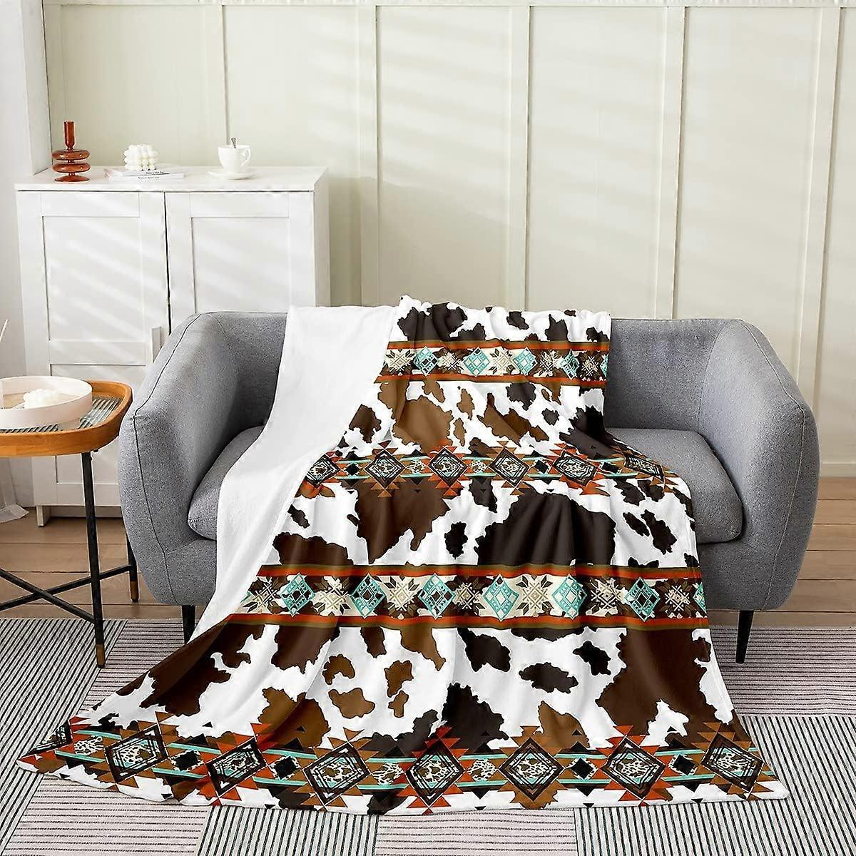 Cowhide Fleece Blanket Brown Highland Cow Blanket Western Throw Blanket Baby 30x40 Inch Exotic Aztecative Flannel Blanket Farmhouse Wild Animals Longh