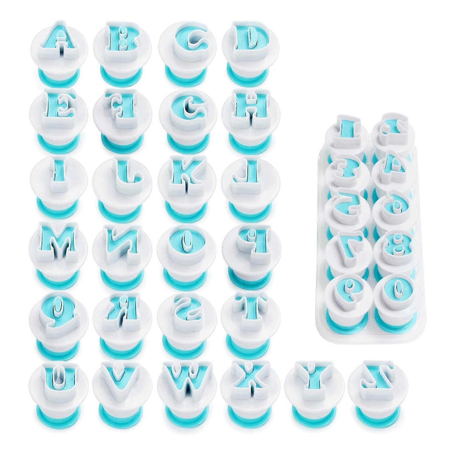 Alphabet & Numbers Fondant Cake Mold, Cookie Stamp Impress, Embosser Cutter, Upper Case Numbers Sha