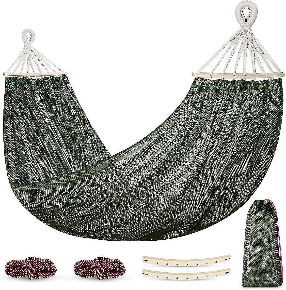 Outdoor Hammock,Super Soft and Breathable, Mesh Hammock Made of Cool Nylon with Wooden