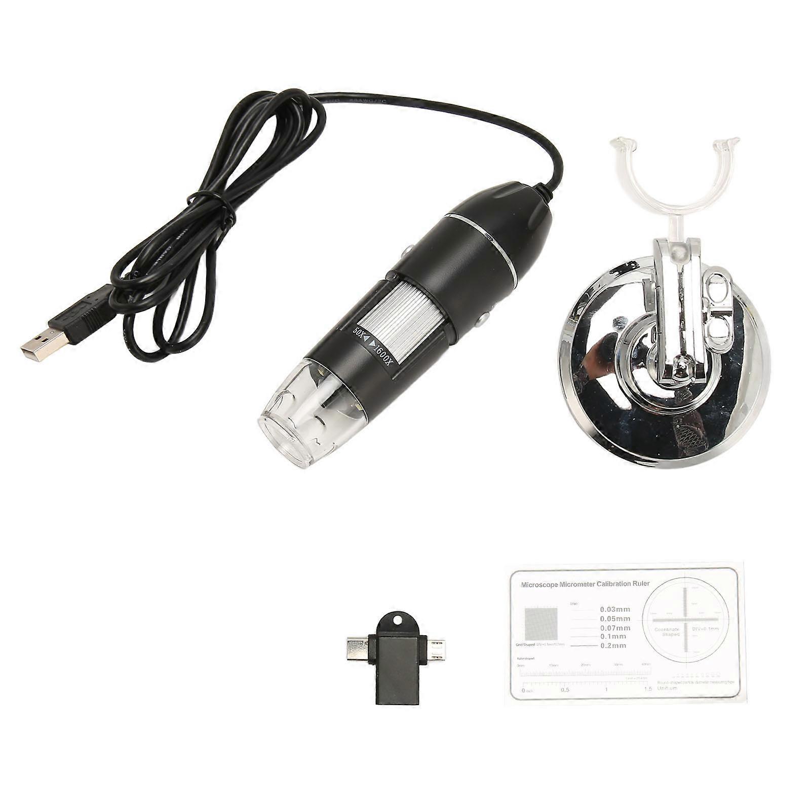 USB Digital Microscope 1600X Magnification 8 LED Portable HD Digital Microscope for Windows for OS X for Android