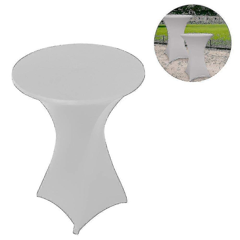 1 Pcs Cocktail Round Spandex Table Cover,four-way Stretch(gray,70x110cm)