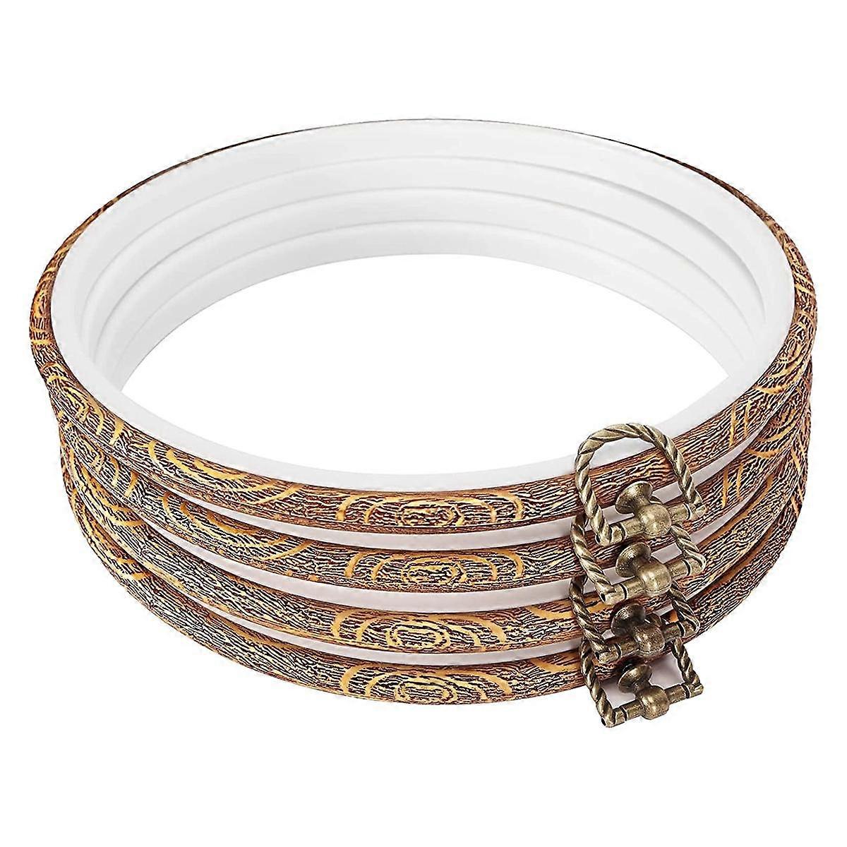 4 peças de bastidor de bordar de 8,4 polegadas, imitação de madeira, display a granel, bastidor de bordar circular