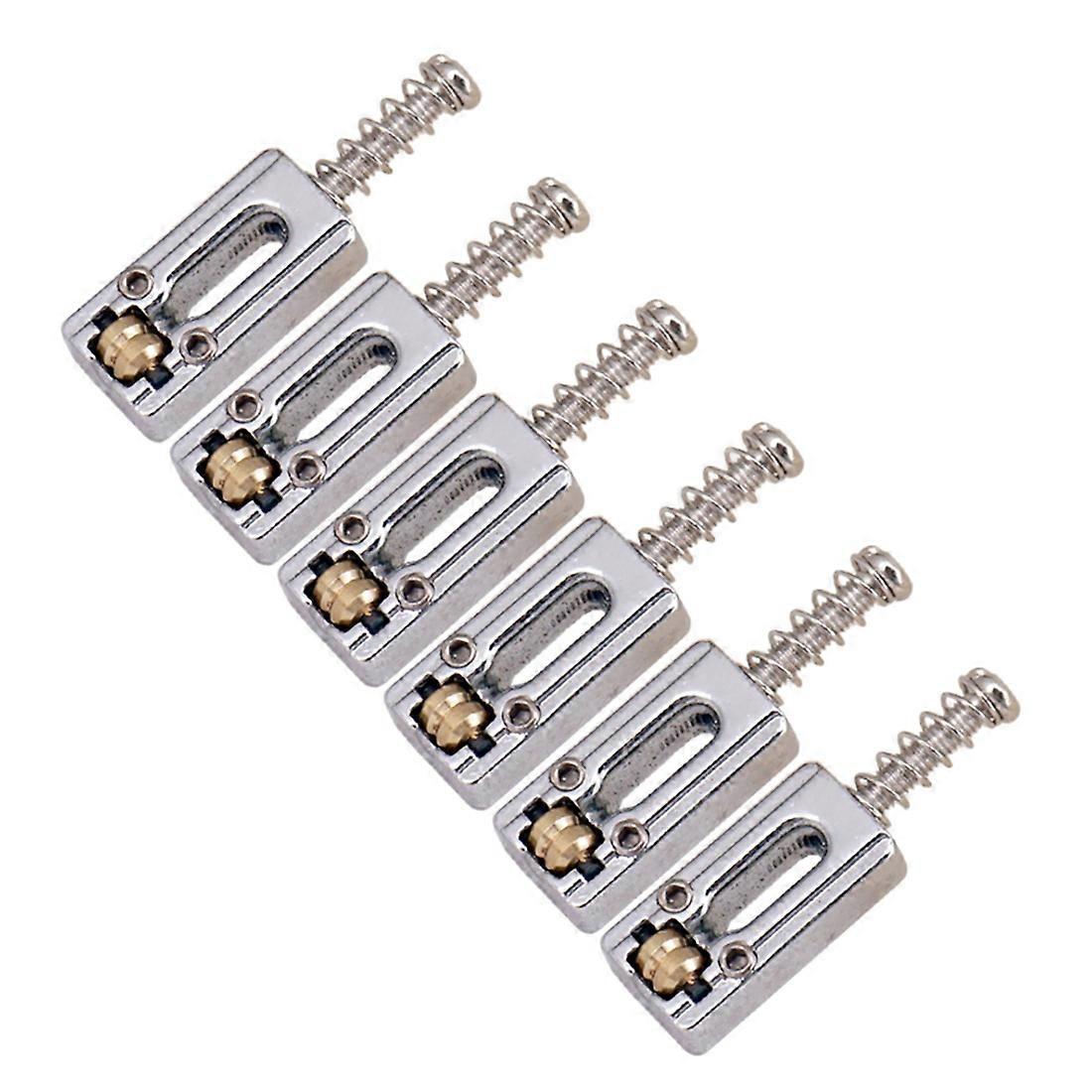 6 st metall gitarr stall sadel boll rulle sträng tremolo stallsadlar för elgitarr, sil