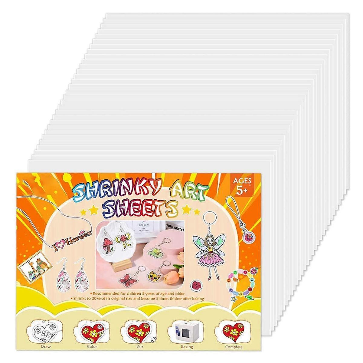 Shrinky Art Paper, 18Pcs Shrink Paper Sheets Shrink Plastic Film for Keychains and Kids - Art Craft Marking