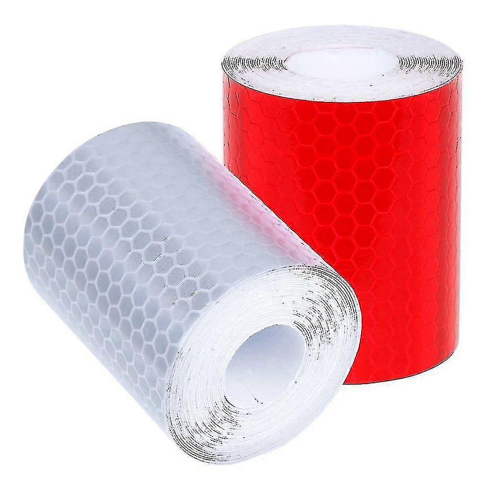 2 Pcs 50mm 3 Meter Reflector Tape Security Marking Tape White Red