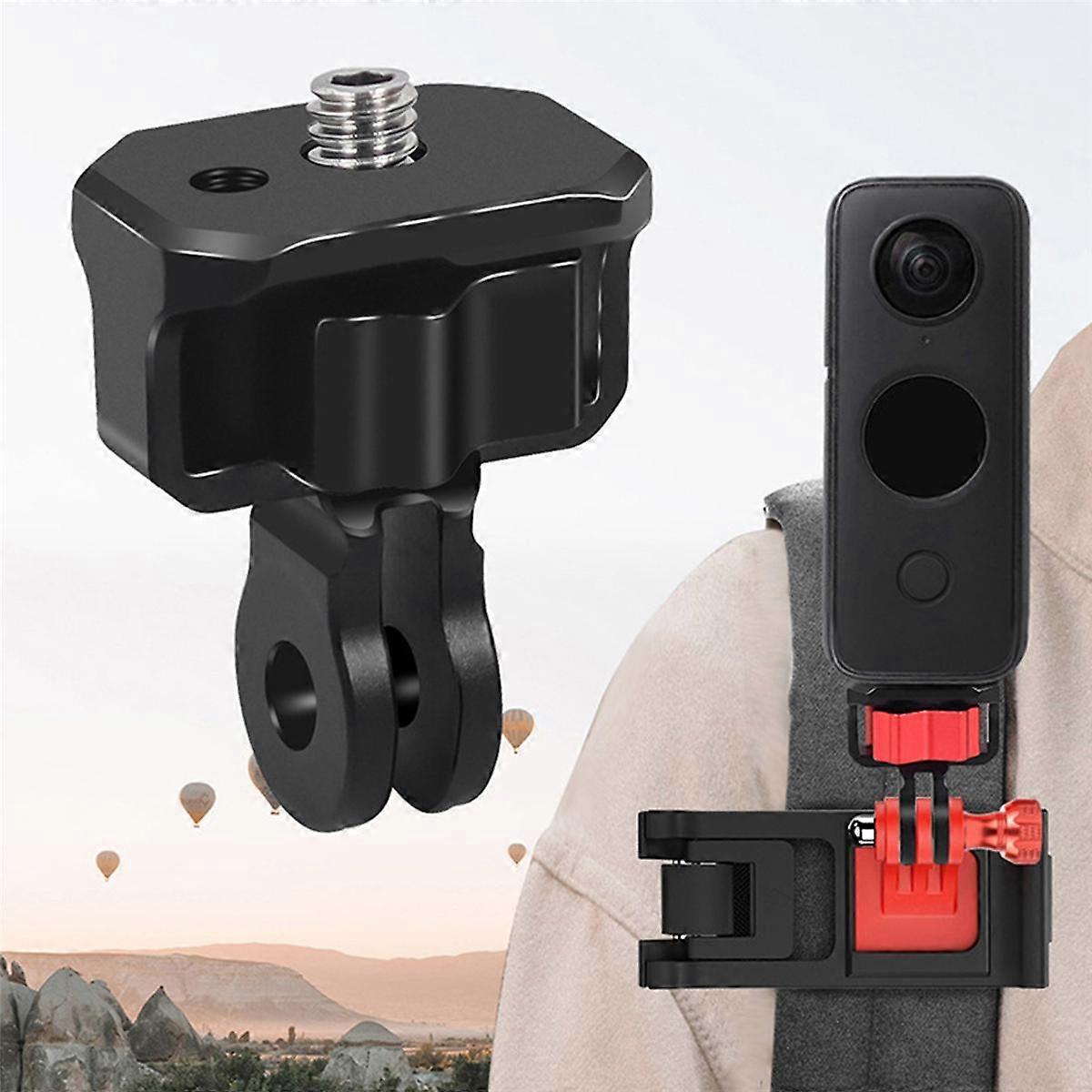 1/4 Inch Screw Tripod Adapter Two-Card 360 Rotating Mount Holder for Camera Accessories Red+Black