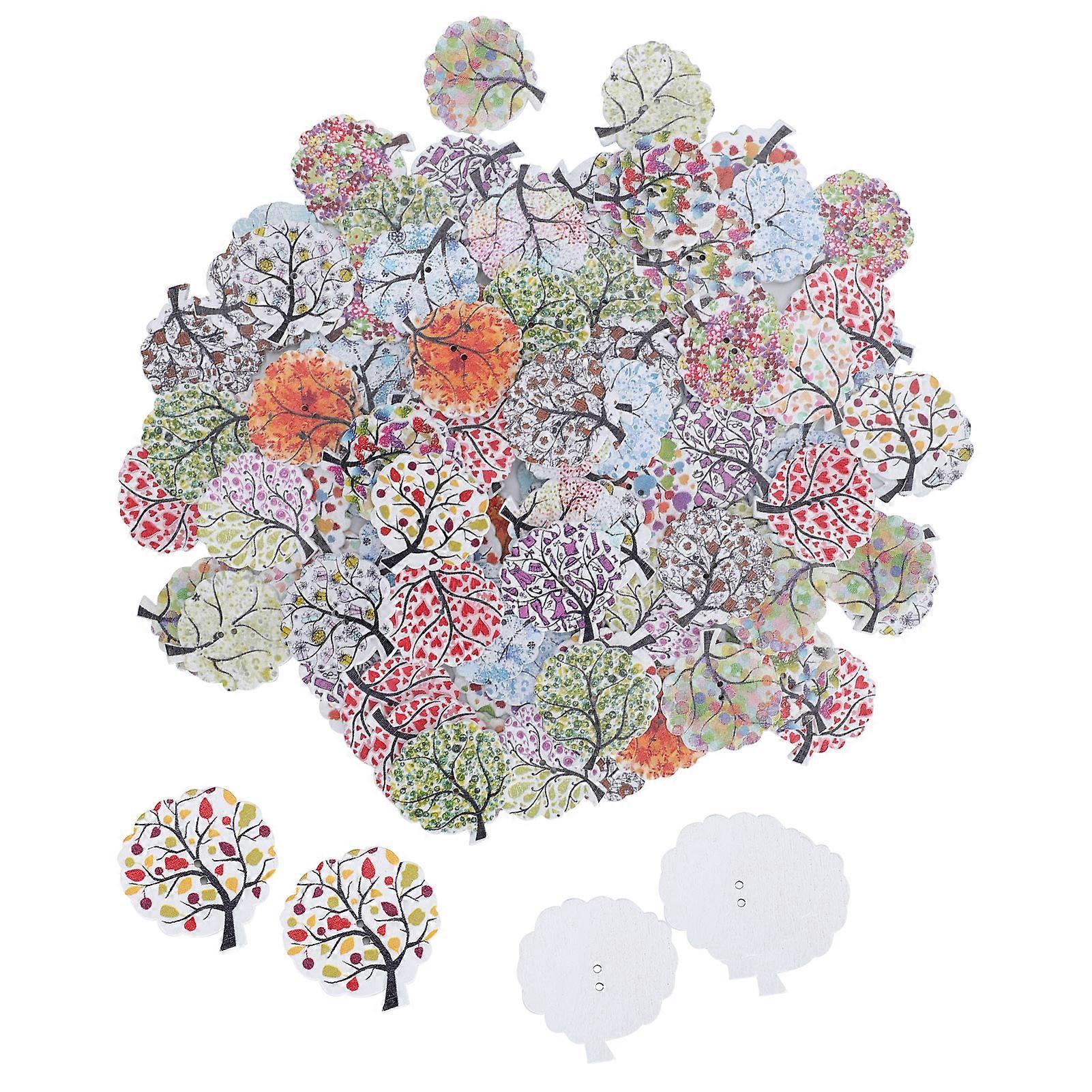 100stk træknapper træfarve? Malede DIY Tøj Tilbehør Håndværk Syværktøjer