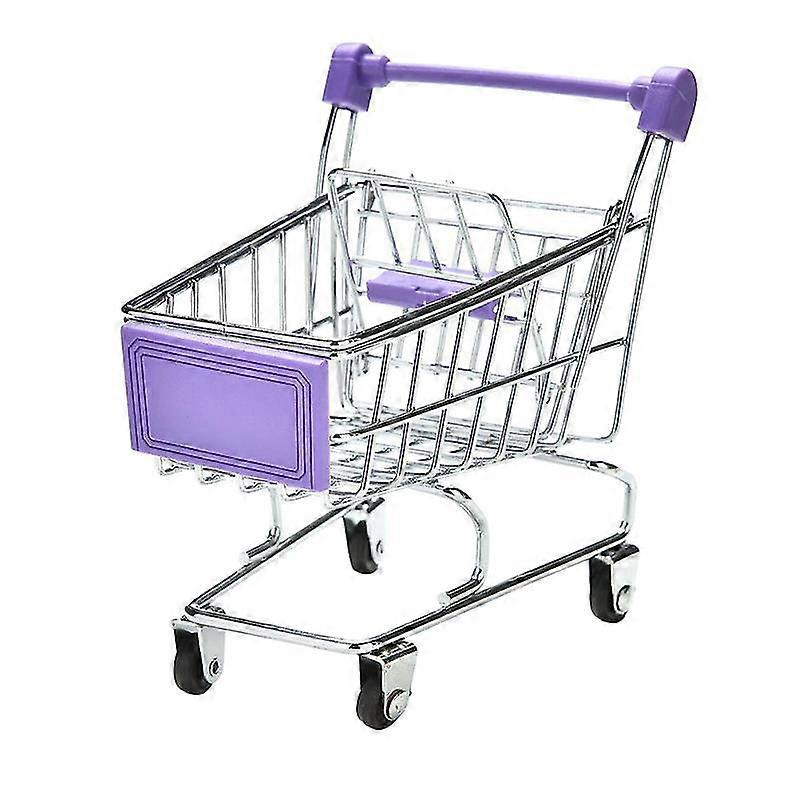 2pcs Mini Shopping Cart Children Pretend Play Toy Alloy Storage Grocery Cart Trolley (Random Color)