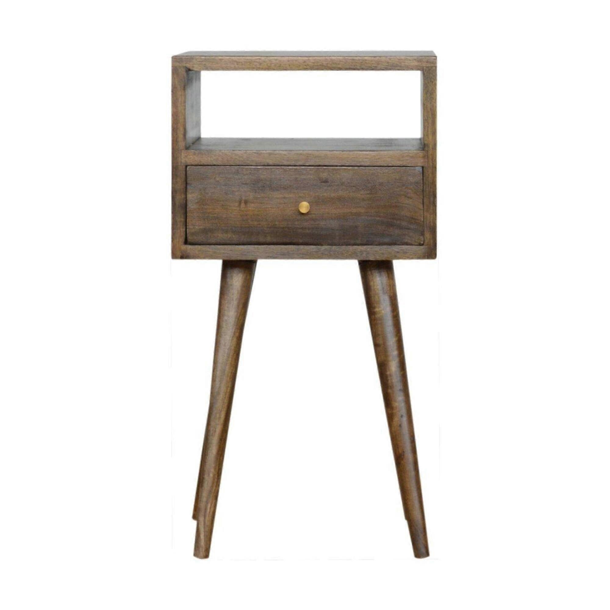 Small Bedside Table With Drawer In Grey Washed