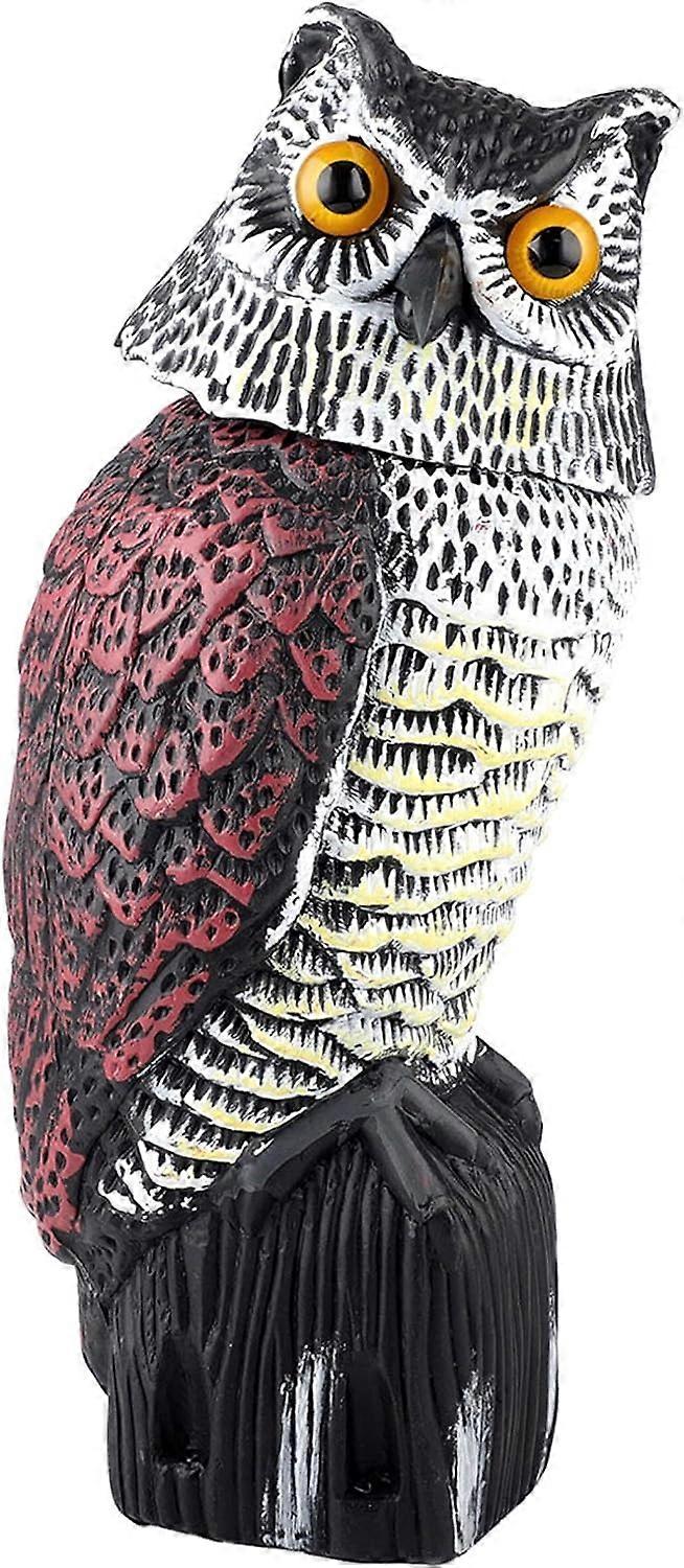 Scultura di spaventapasseri gufo in plastica con testa rotante per giardino all'aperto
