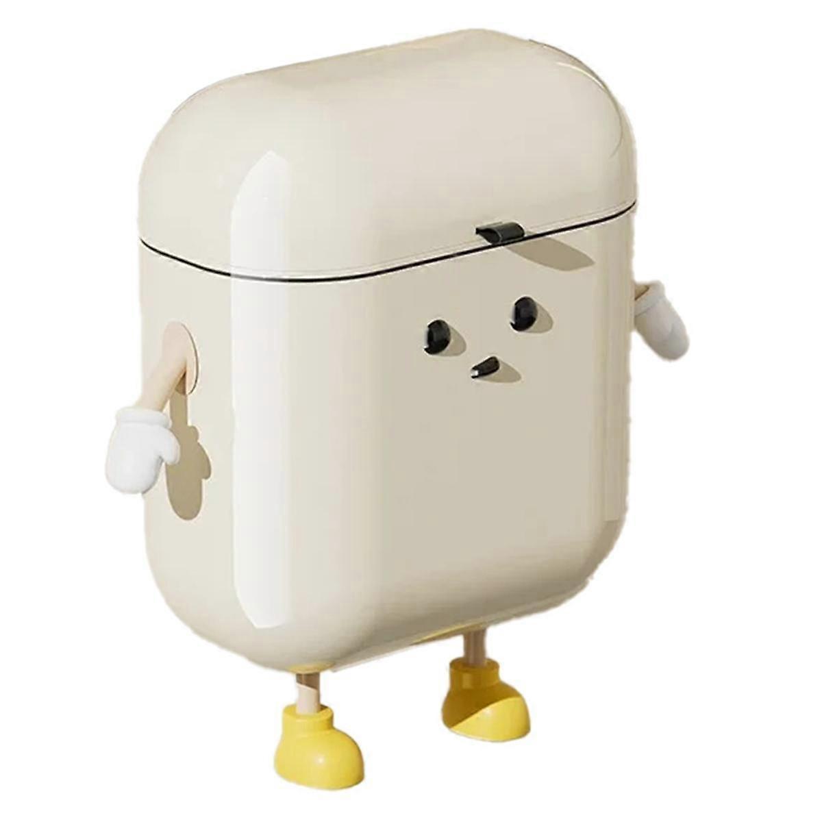 DIY Cream-Colored Wall-Mounted Kitchen Trash Can with Lid for Food Waste and Bathroom High Appearan