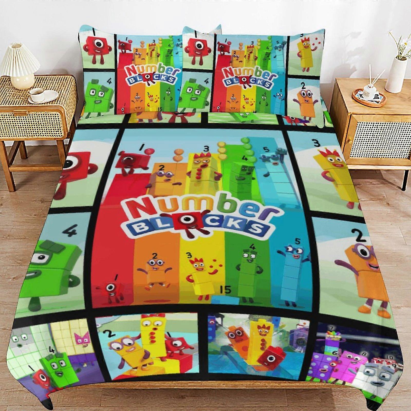 c14 Número Bloco Conjunto de Cama Capa de Edredão Confortável e Leve Dos Desenhos Animados Roupa de Cama 3 Peças Conjunto de Cama Twin (1 Capa de Edredão e 2 Fronha) hn597