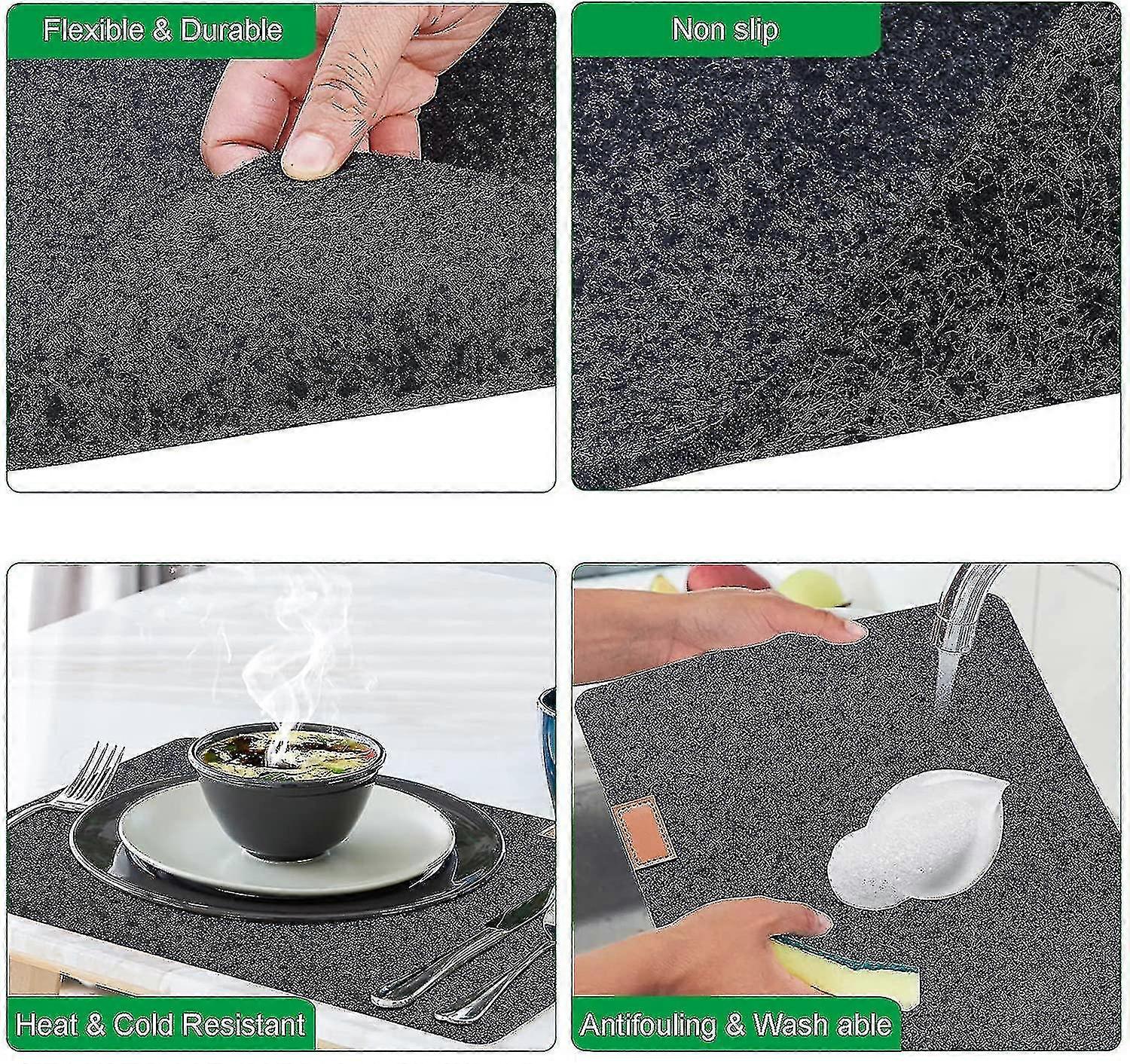 6 ensemble de sets de table lavables en feutre anthracite