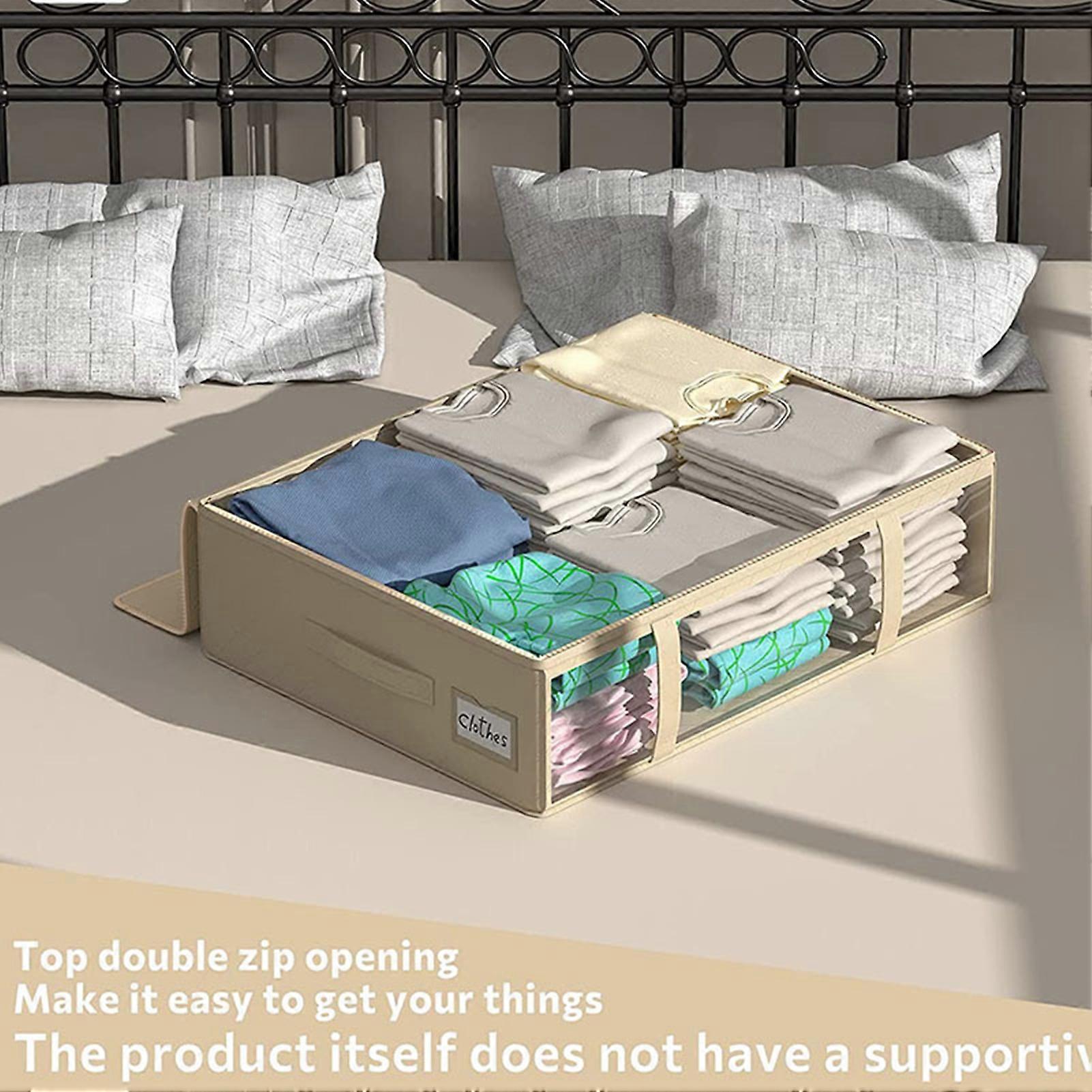 Under Bed Clothes Storage Bins  Breathable Fabric Clothes Organizer for Beddings Comforters Pillows