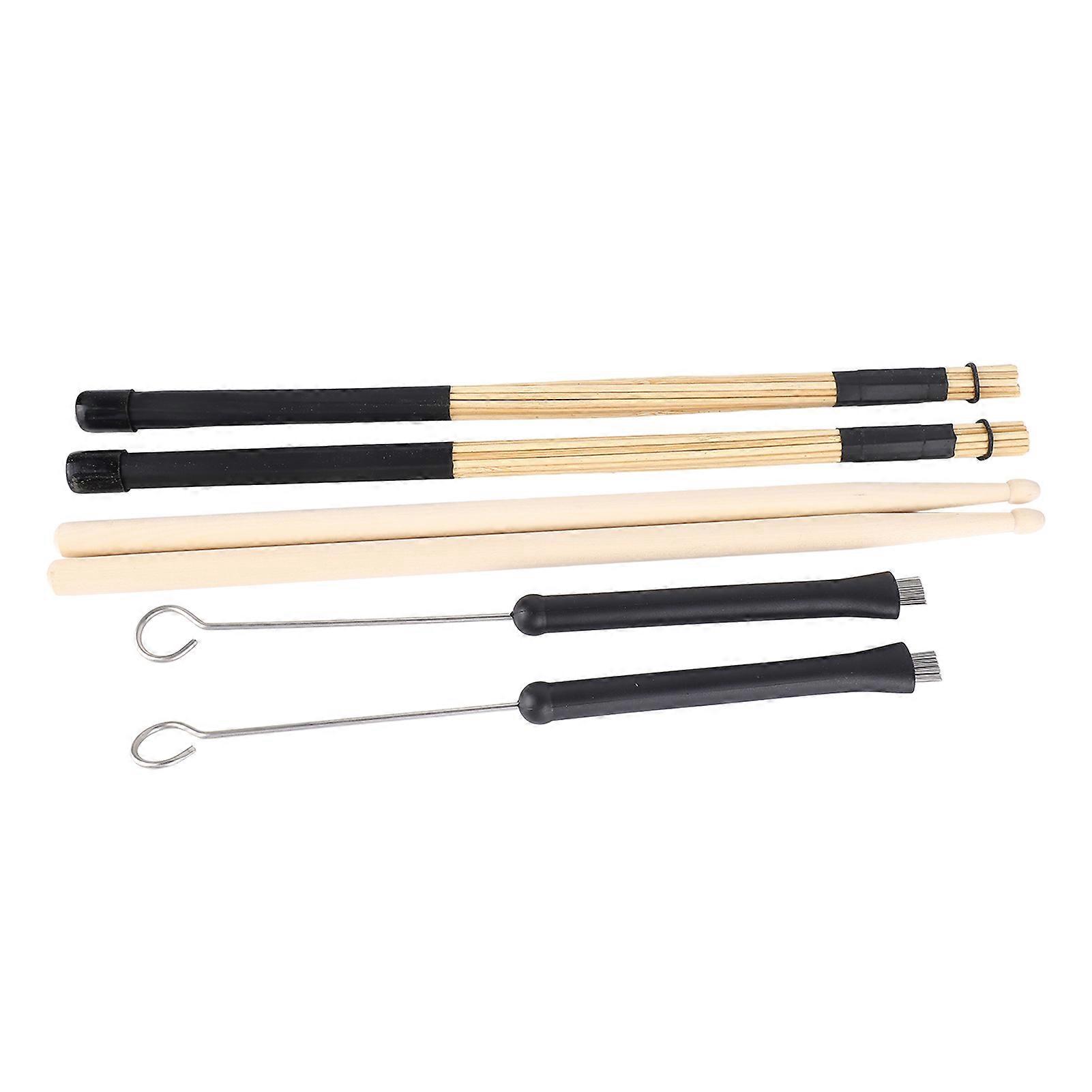 Drum Stick Brush Set Comfortable Grip Sturdy Wood Drumstick Wire and Rod Brushes