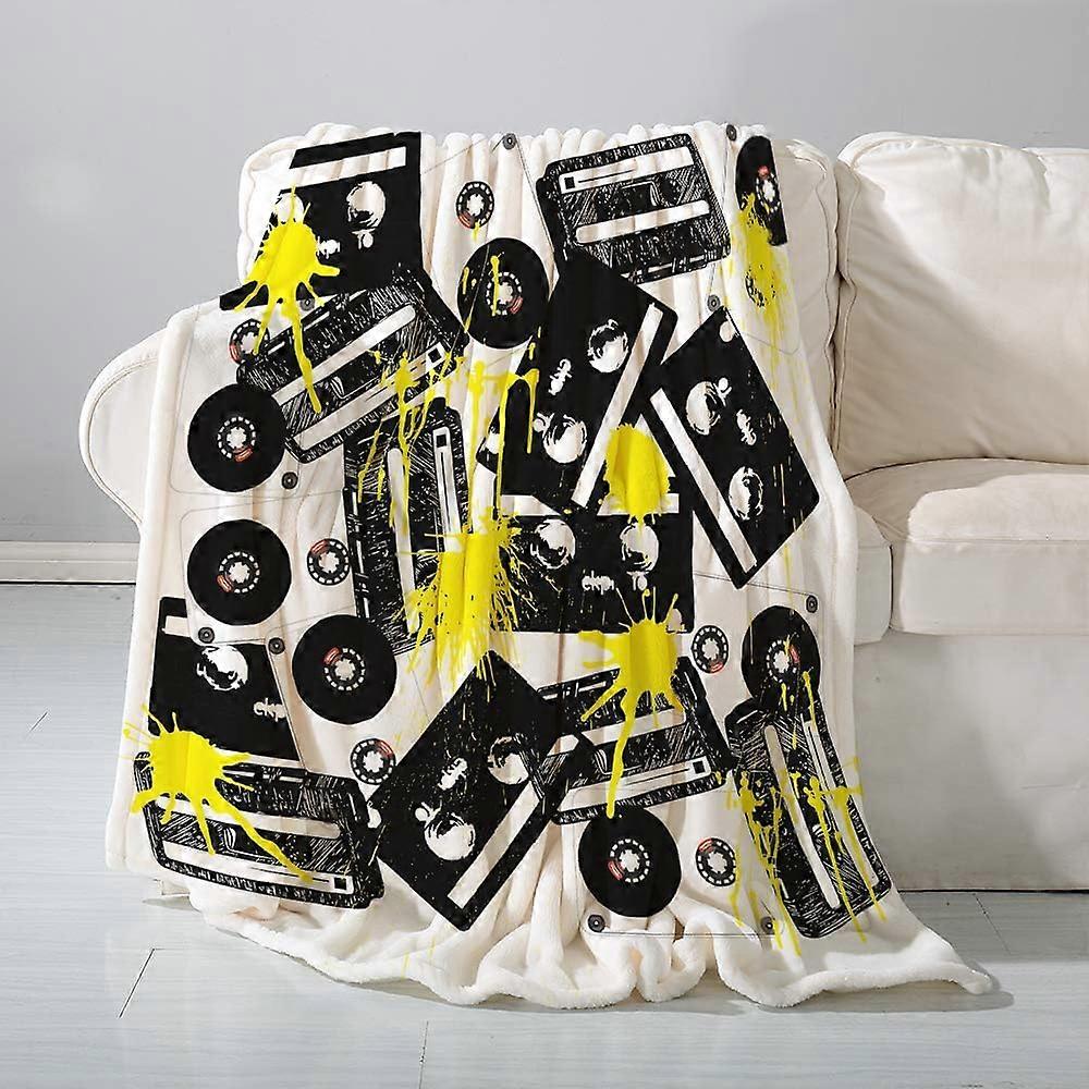 flannel Blanket Sofa ThrowGraphic Music Tape Sir York Crest Blaster Getto Rap- Versatile Blanket Fluffy Soft Throw for Bed and Couch Throw/Single,185x